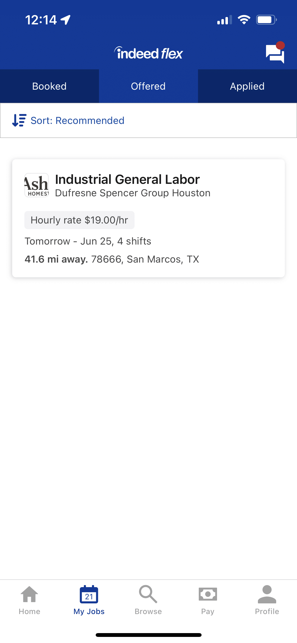 offered tab