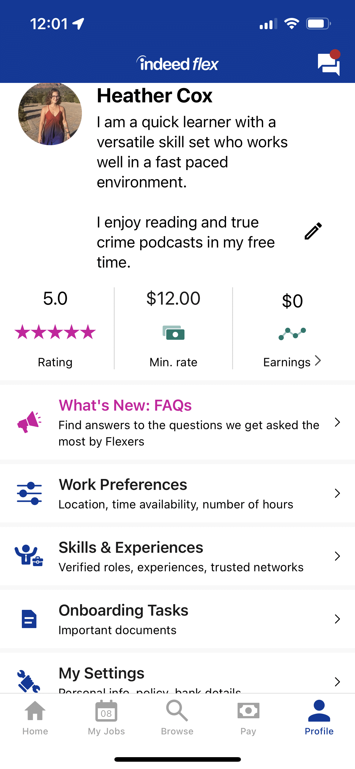 Profile screen shot 